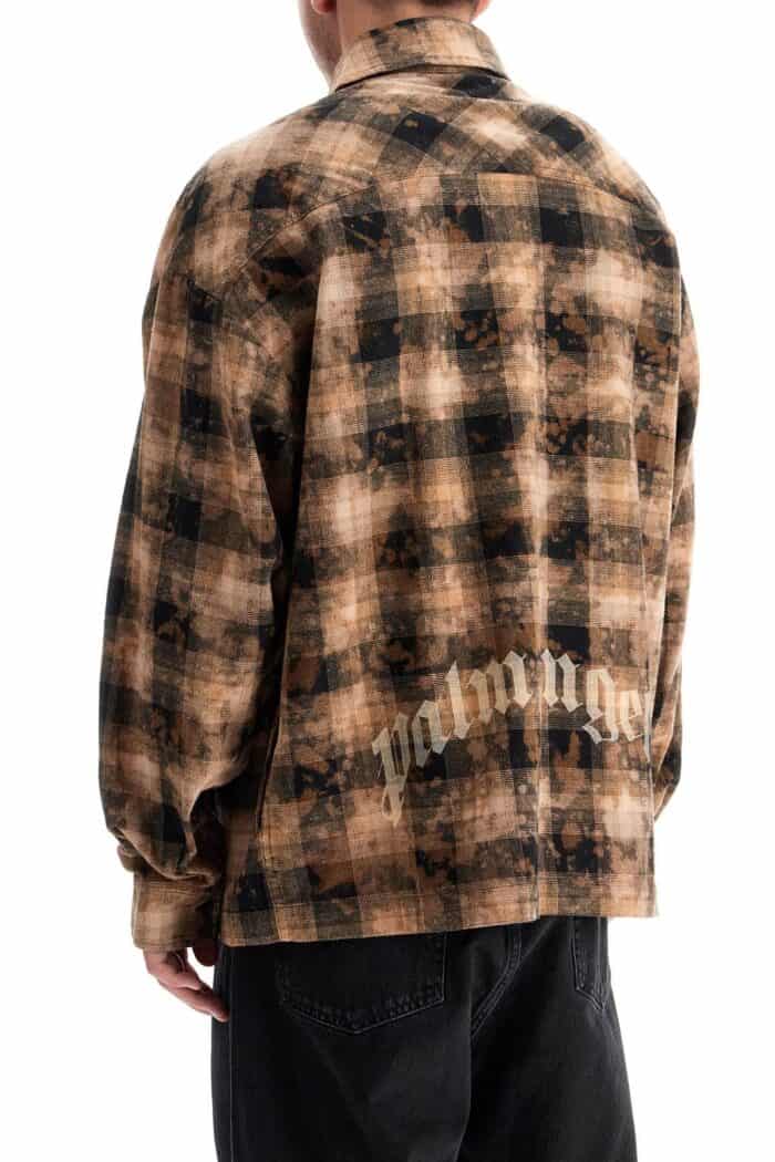 PALM ANGELS 'flannel Shirt With Curved Logo