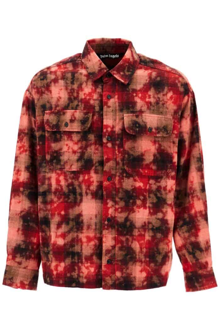 PALM ANGELS 'flannel Shirt With Curved Logo