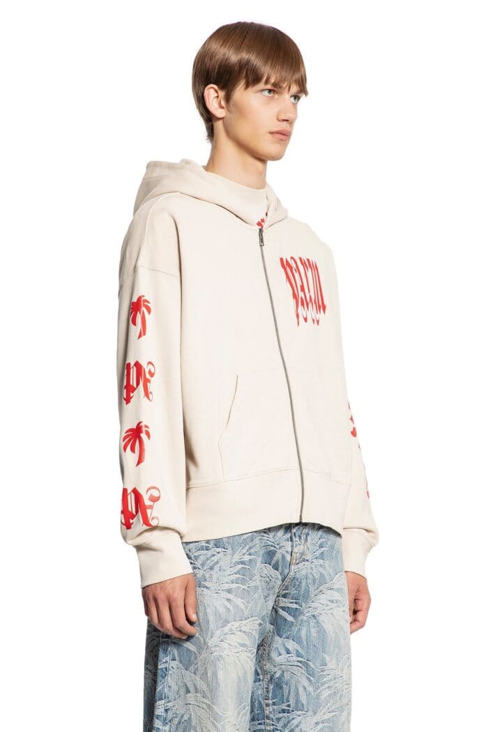 PALM ANGELS Gothic Logo Zip-up Hoodie