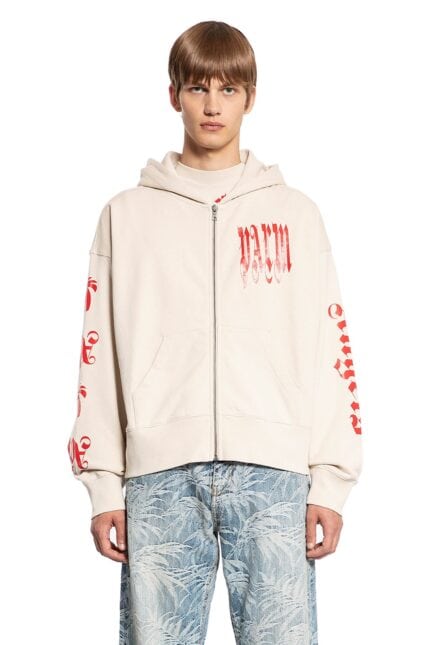 PALM ANGELS Gothic Logo Zip-up Hoodie