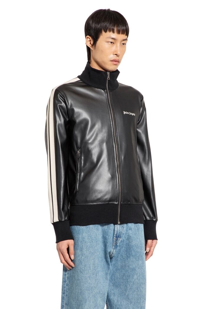 PALM ANGELS Leather Effect Logo Track Jacket