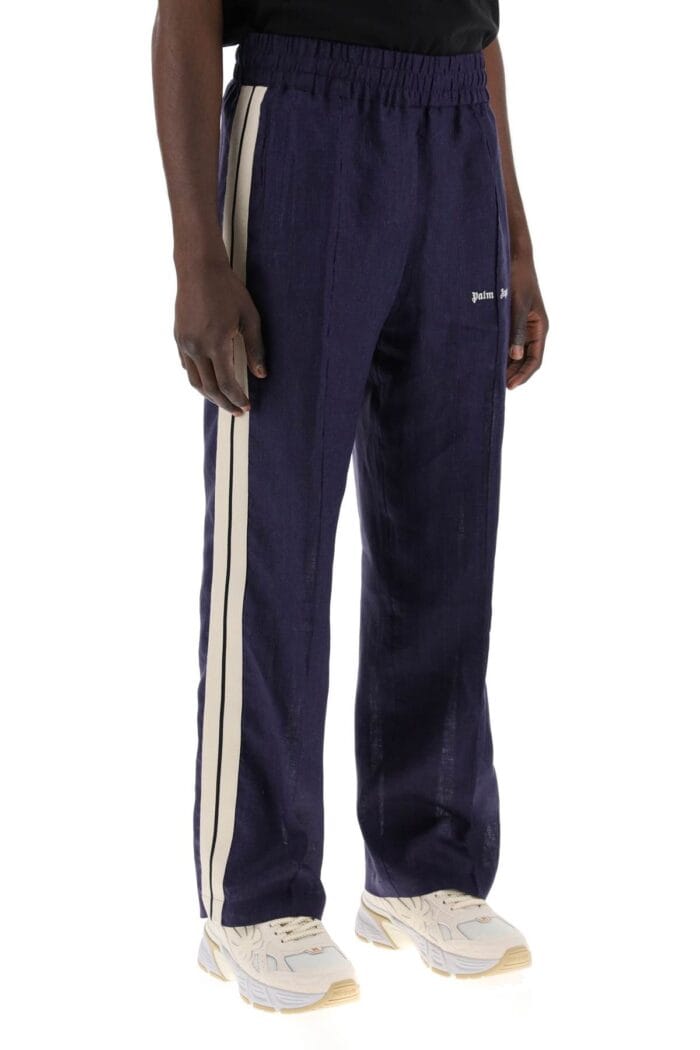 PALM ANGELS Linen Joggers With Side Stripes