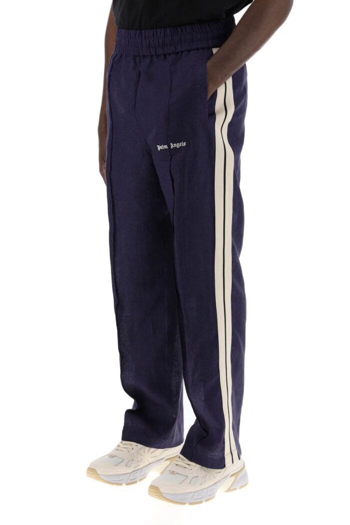 PALM ANGELS Linen Joggers With Side Stripes