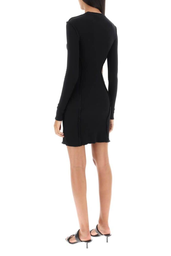 Palm Angels Long-sleeved Mini Dress In Ribbed Jersey