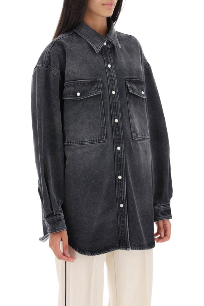 Palm Angels Oversized Snap-up Denim Shirt