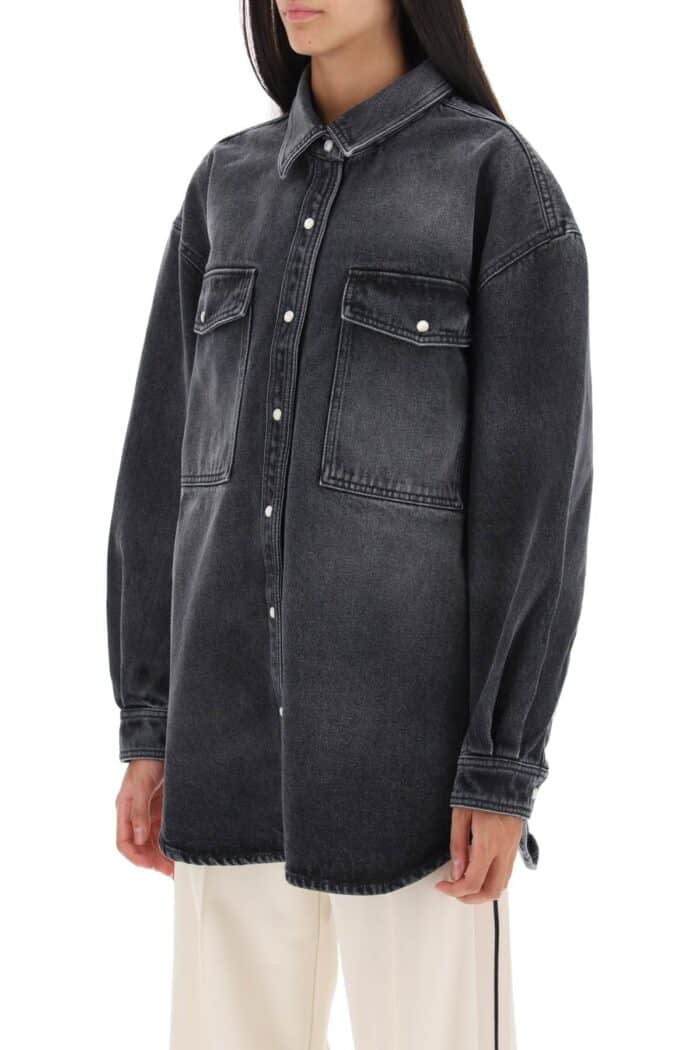 Palm Angels Oversized Snap-up Denim Shirt