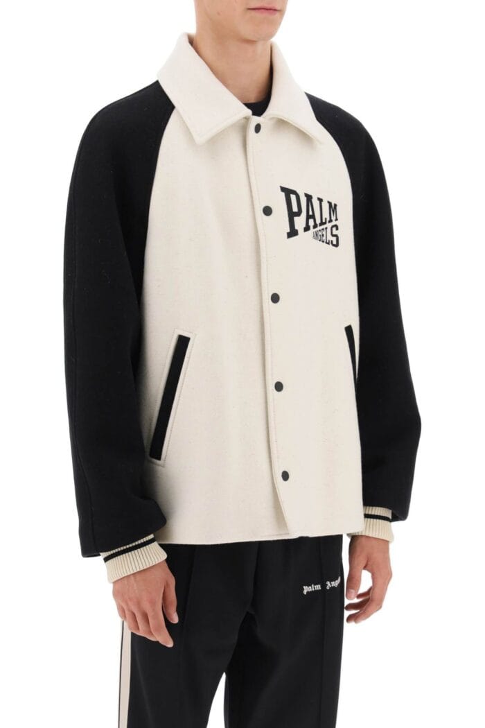 Palm Angels Wool Varsity Jacket With Embroidery