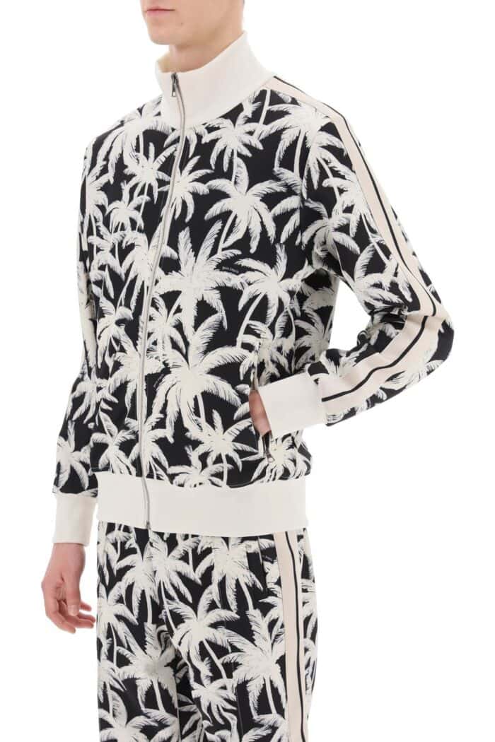 PALM ANGELS Zip-up Sweatshirt With Palms Print