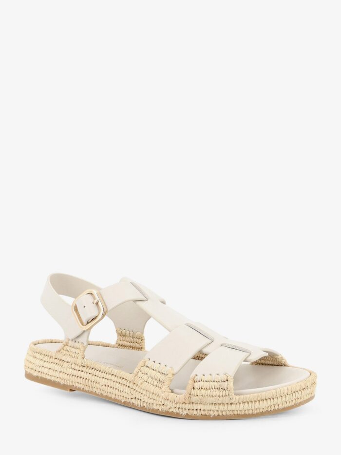 PALOMA BARCELO' Yuka Leather Sandals With Woven Raffia Sole