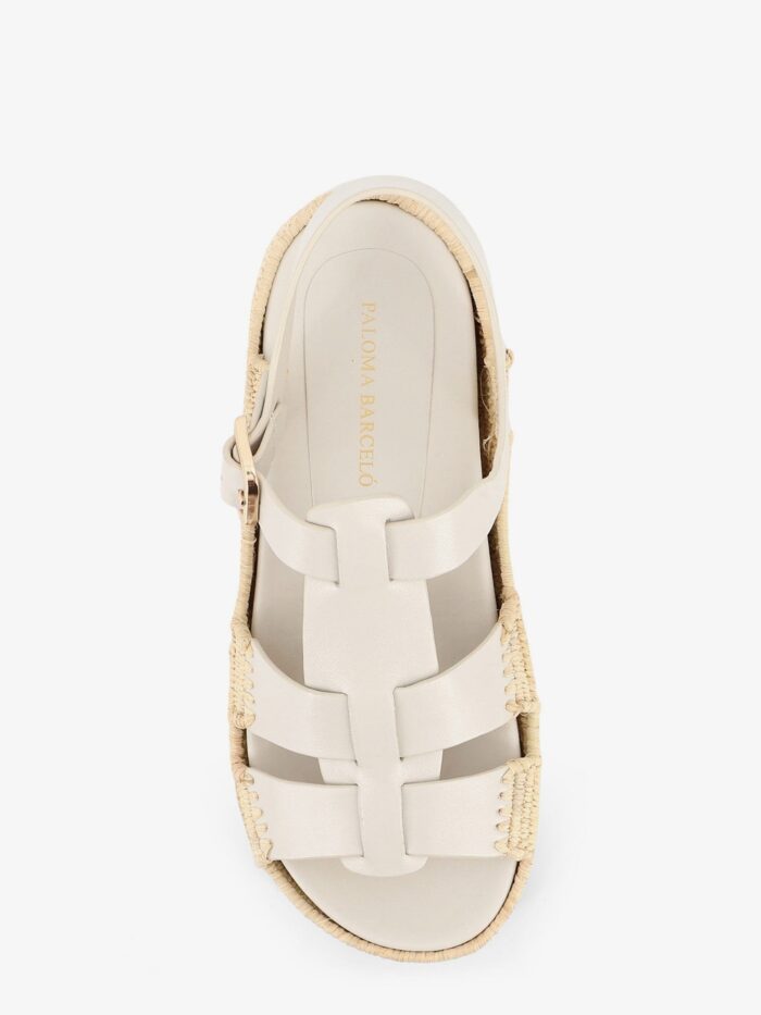 PALOMA BARCELO' Yuka Leather Sandals With Woven Raffia Sole