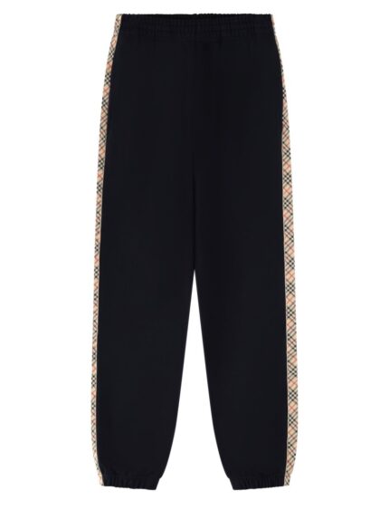 Burberry Pantalone Da Jogging In Cotone Con Finiture Check