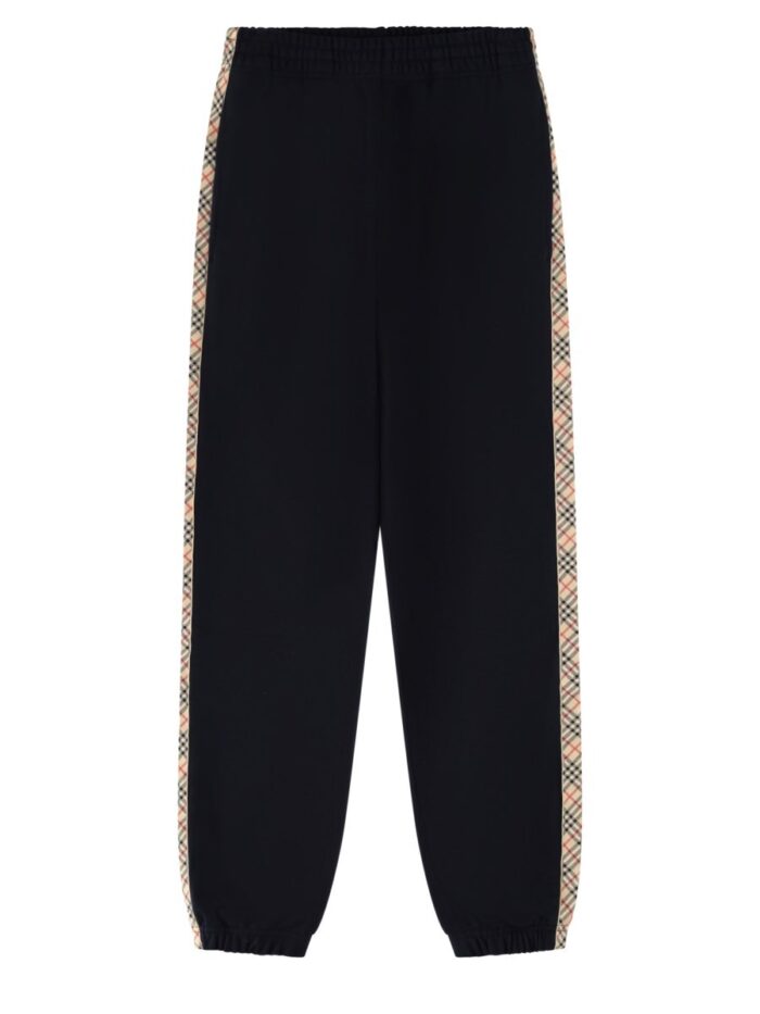 Burberry Pantalone Da Jogging In Cotone Con Finiture Check