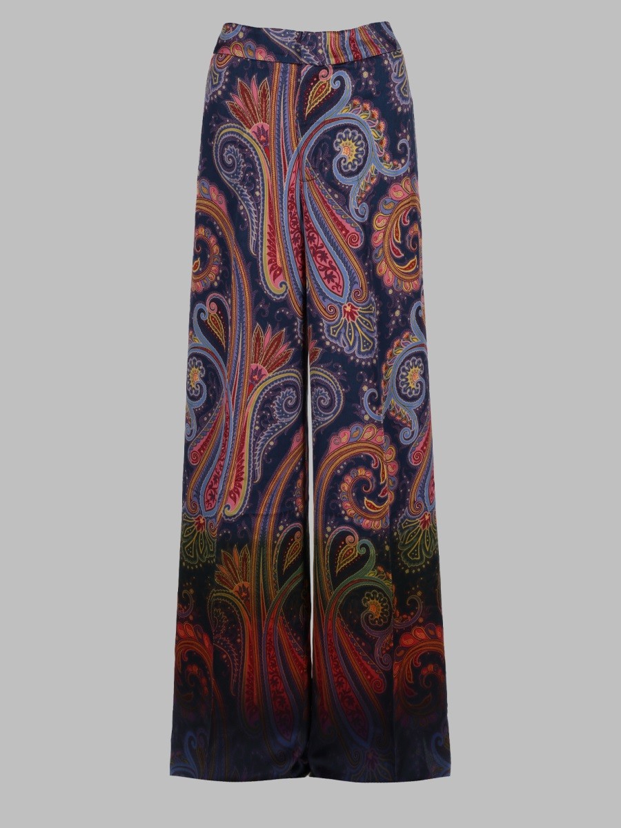 Etro PANTALONE IN ENVERS SATIN CON MOTIVO PAISLEY