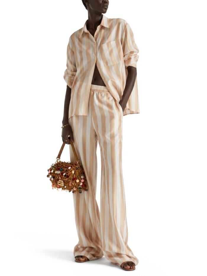 Fendi PANTALONE IN SETA PEQUIN