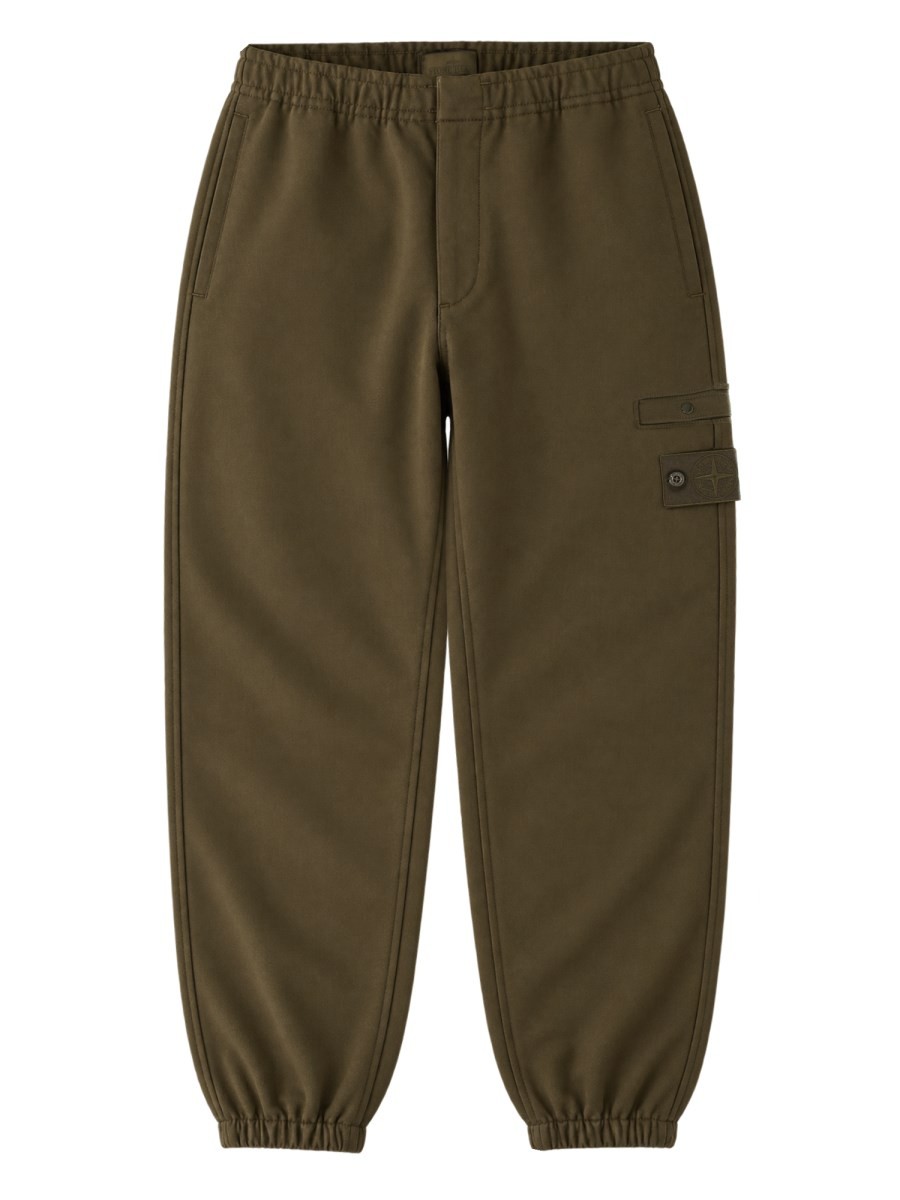 Stone Island Pantalone Jogger In Flanella Di Lana Cardata
