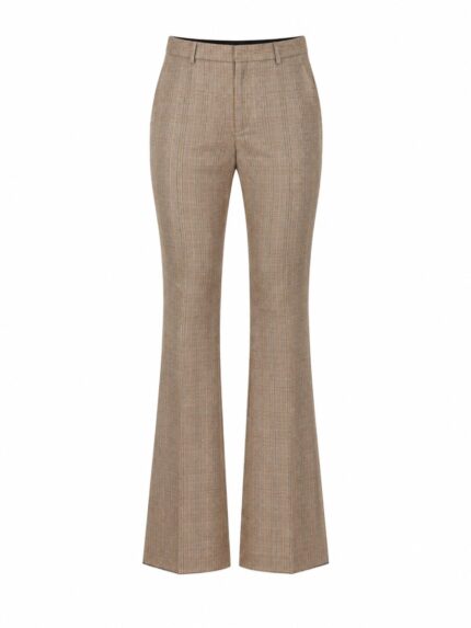 Saint Laurent Pantalone Svasato In Lana Pied De Poule Principe Di Galles