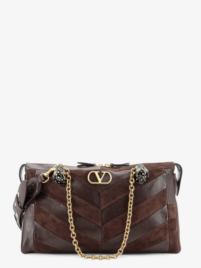 valentino garavani panthea suede and leather shoulder bag Valentino Garavani Panthea Suede And Leather Shoulder Bag