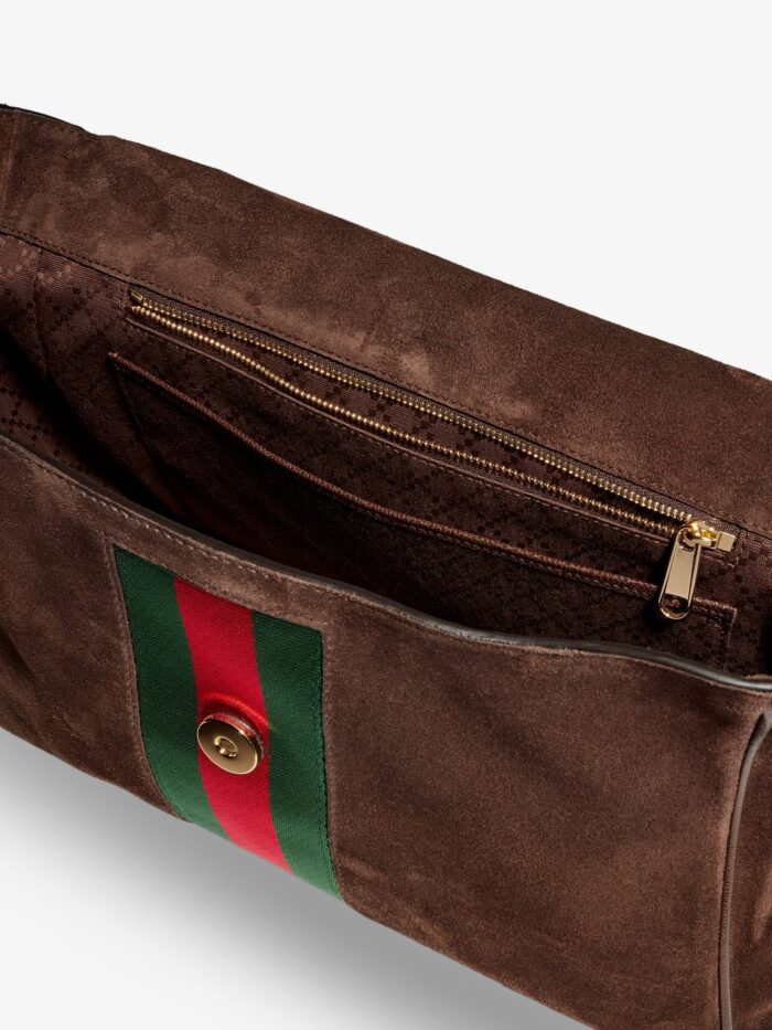 Gucci Paparazzo Suede Handbag With Iconic Web Detail On The Front