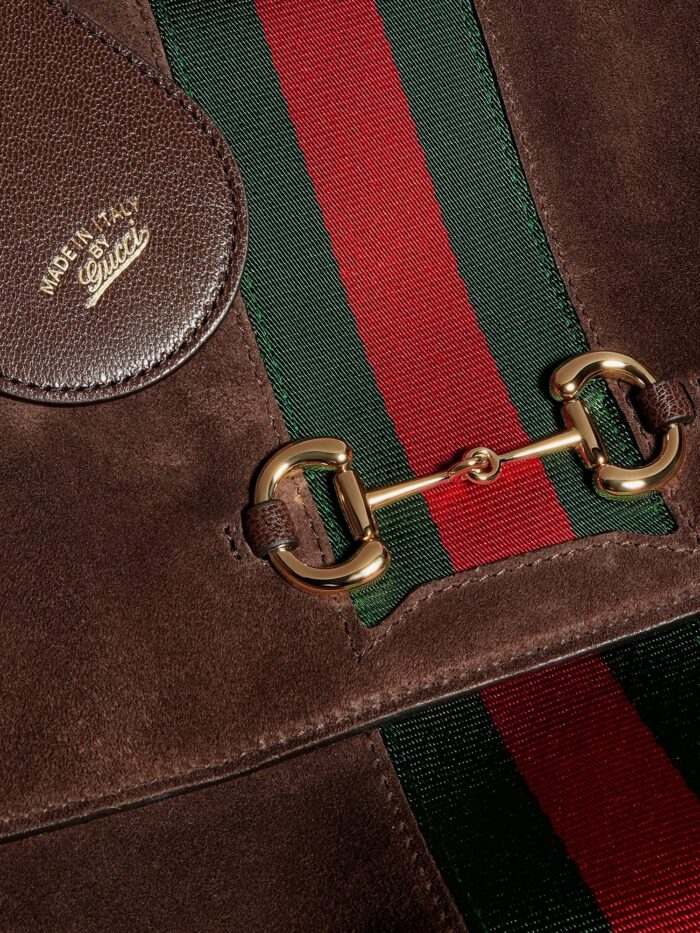 Gucci Paparazzo Suede Handbag With Iconic Web Detail On The Front
