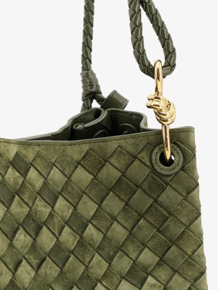 Bottega Veneta Parachute Suede Shoulder Bag With Intrecciato Motif