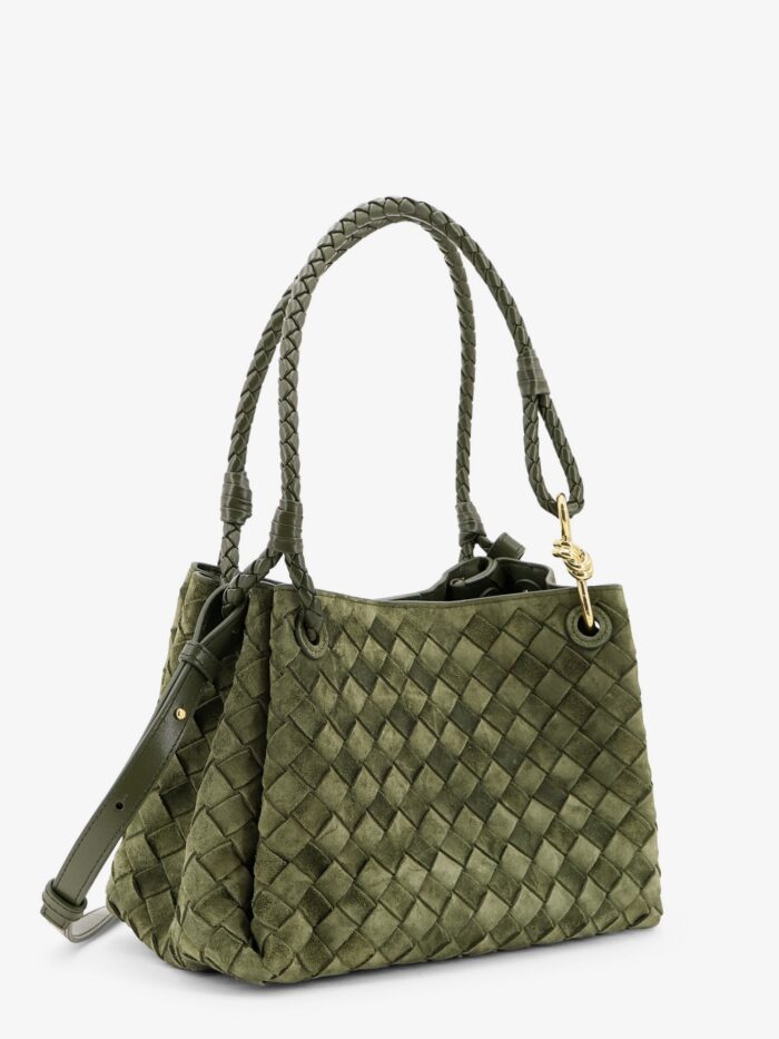 Bottega Veneta Parachute Suede Shoulder Bag With Intrecciato Motif