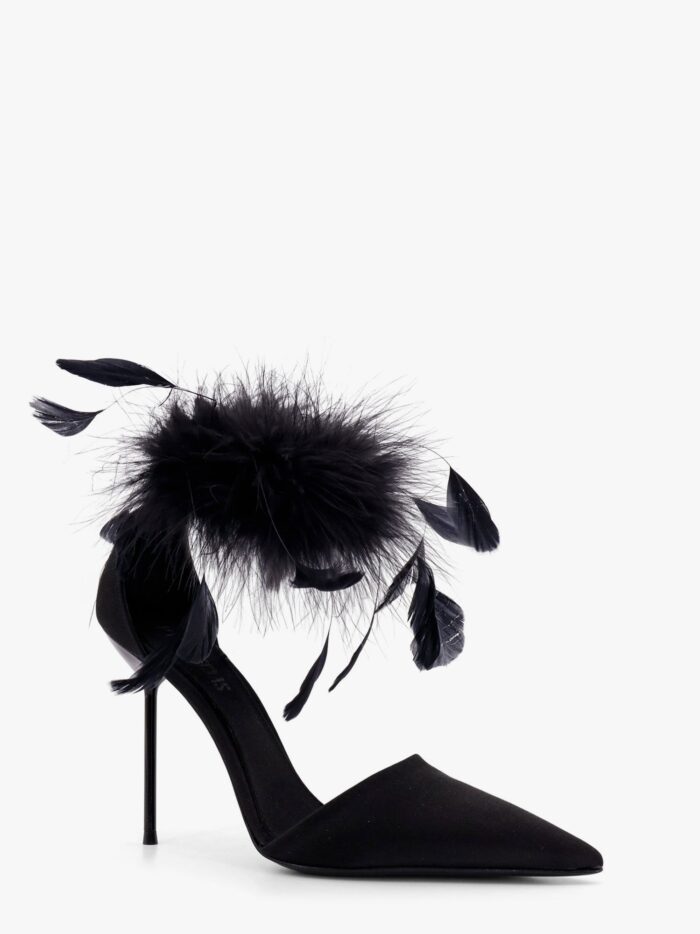 PARIS TEXAS Lidia Satin Sandals With Feather Detail