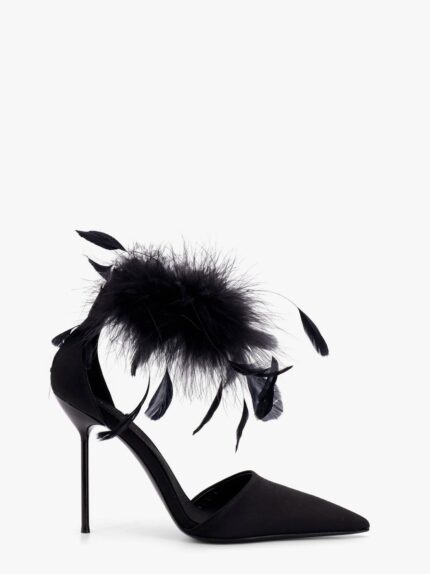 PARIS TEXAS Lidia Satin Sandals With Feather Detail