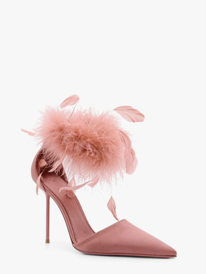 PARIS TEXAS Lidia Satin Sandals With Feather Detail
