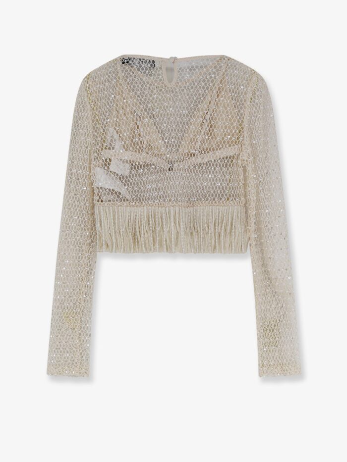 PATBO Crochet Top With All-over Beads