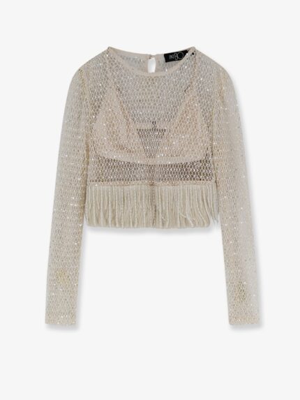 PATBO Crochet Top With All-over Beads