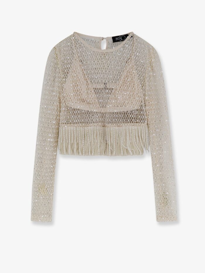 PATBO Crochet Top With All-over Beads