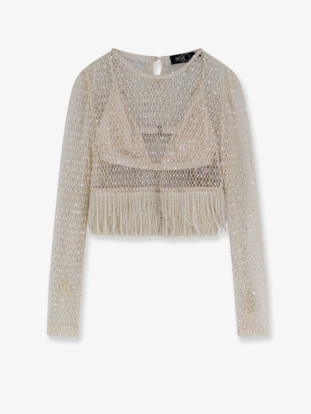 PATBO Crochet Top With All-over Beads