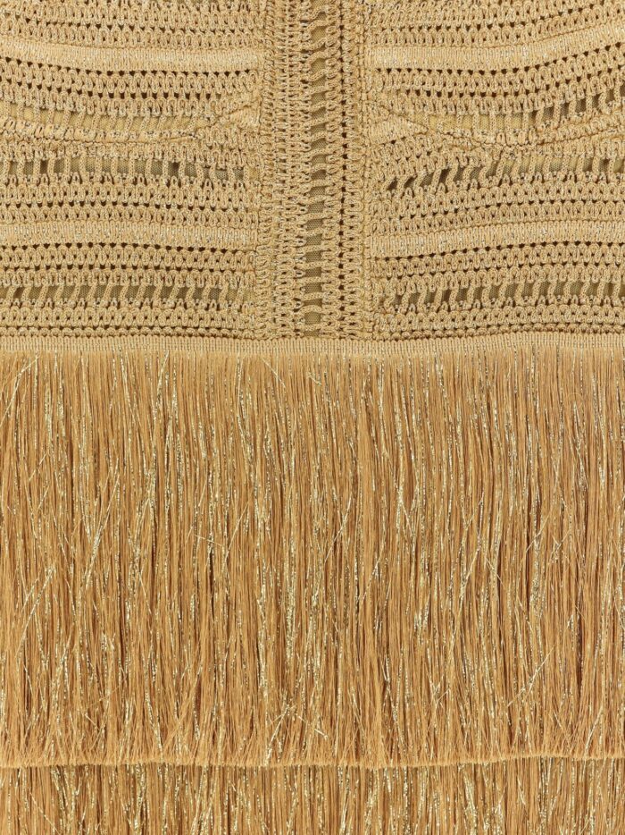 PATBO Long Dress With Embroidered Courset And Fringes