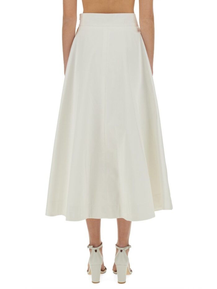 PATOU COTTON GABARDINE LONG FLARED SKIRT