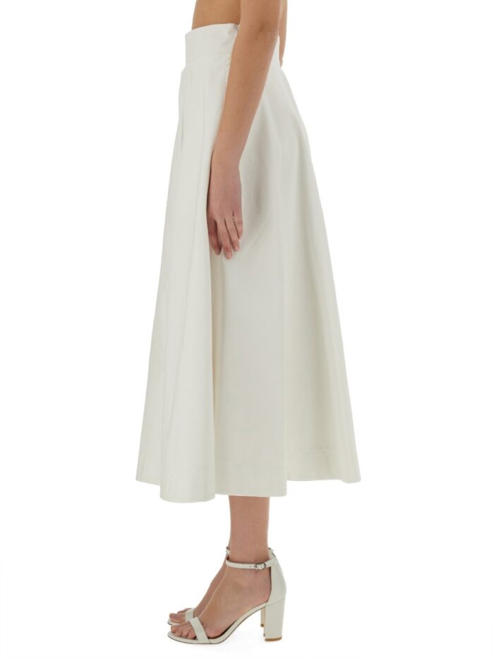 PATOU COTTON GABARDINE LONG FLARED SKIRT