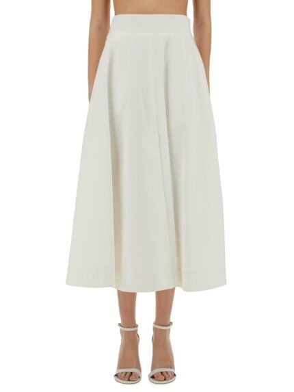 PATOU COTTON GABARDINE LONG FLARED SKIRT