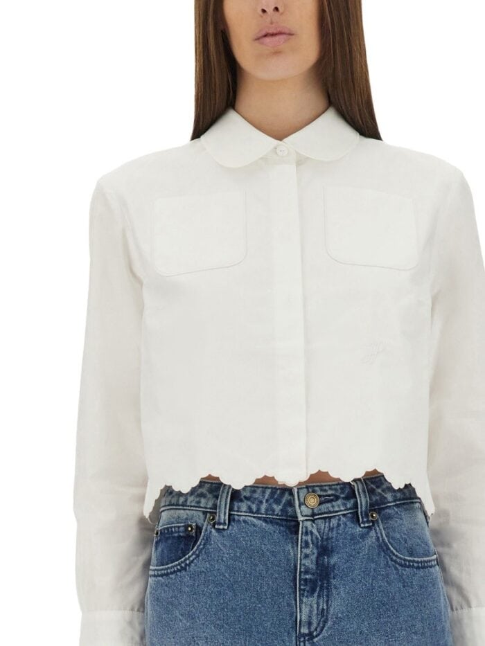 PATOU SHORT SCALLOPED POPLIN SHIRT
