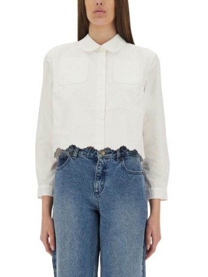 PATOU SHORT SCALLOPED POPLIN SHIRT