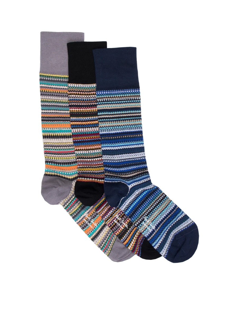 PAUL SMITH 3 PACK SIGNATURE SOCKS IN PIQUE