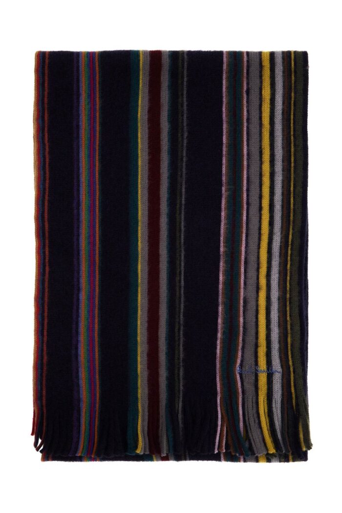PAUL SMITH Multicolored Striped Wool Scarf