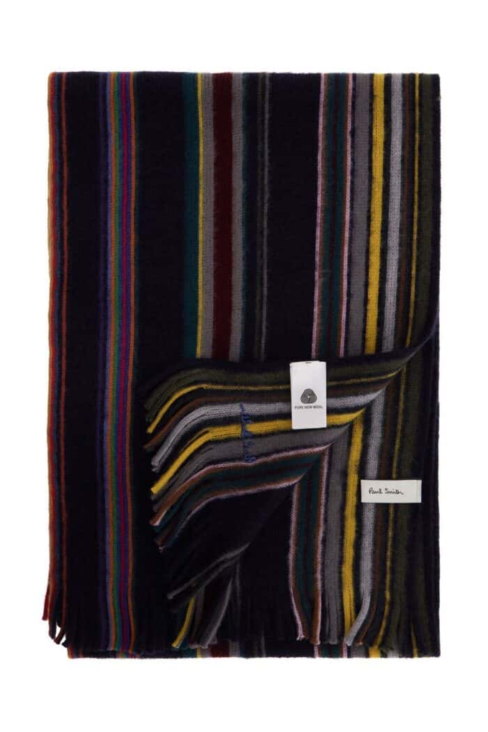 PAUL SMITH Multicolored Striped Wool Scarf