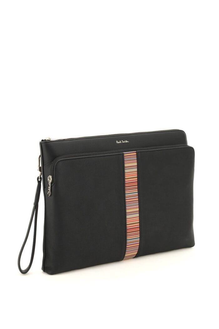 PAUL SMITH Signture Stripe Leather Pouch