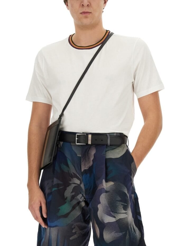 PAUL SMITH STRIPES LOGO COLLAR T-SHIRT