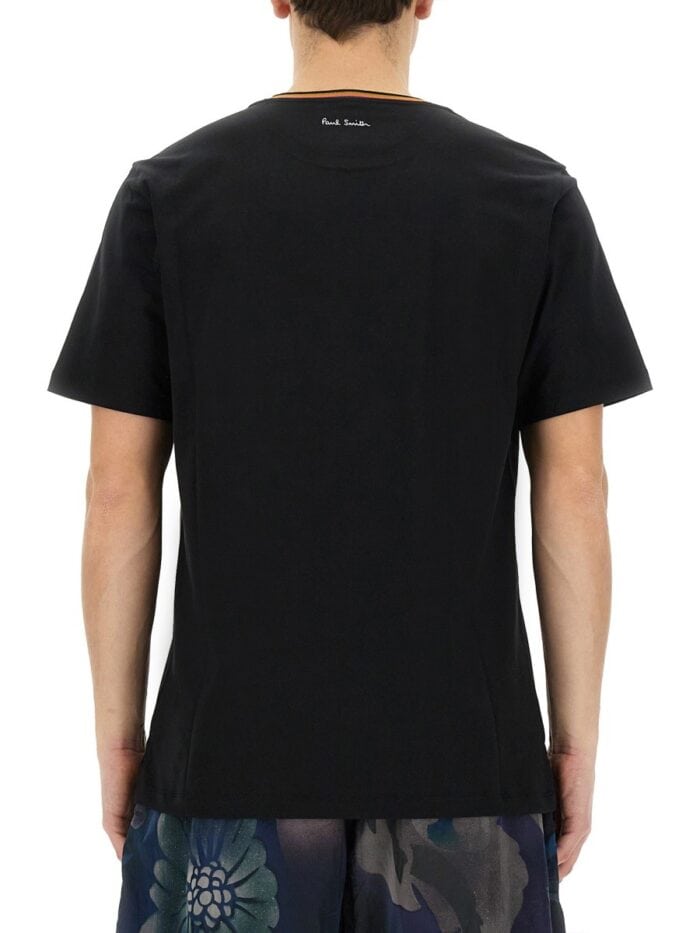 PAUL SMITH STRIPES LOGO COLLAR T-SHIRT