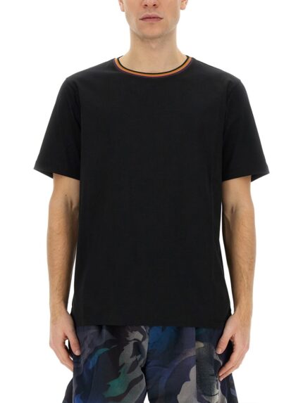 PAUL SMITH STRIPES LOGO COLLAR T-SHIRT