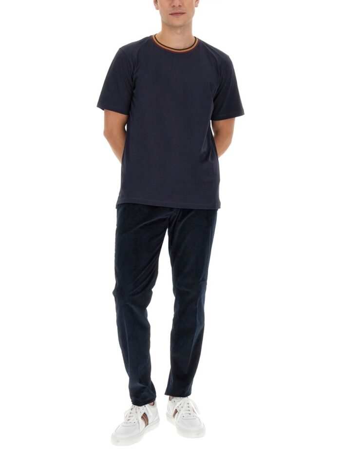 PAUL SMITH STRIPES LOGO COLLAR T-SHIRT