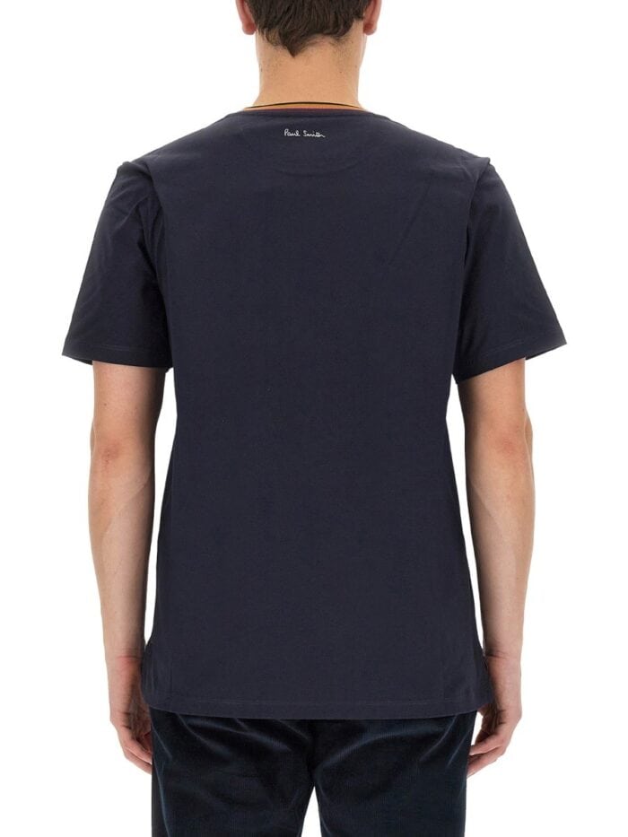 PAUL SMITH STRIPES LOGO COLLAR T-SHIRT