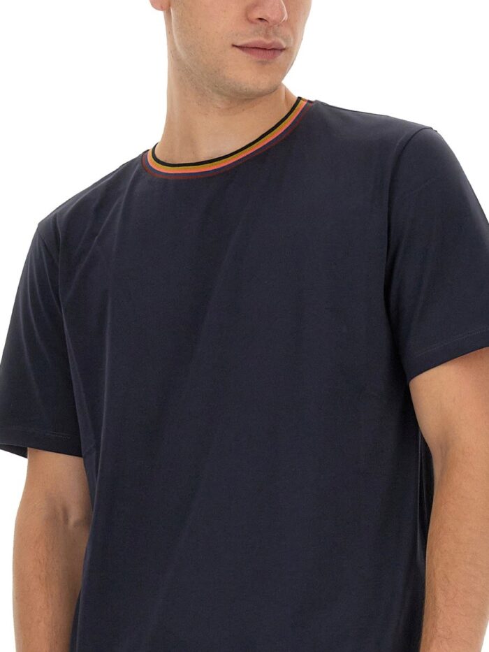 PAUL SMITH STRIPES LOGO COLLAR T-SHIRT