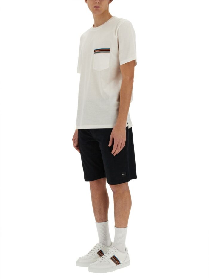 PAUL SMITH STRIPES LOGO POCKET T-SHIRT
