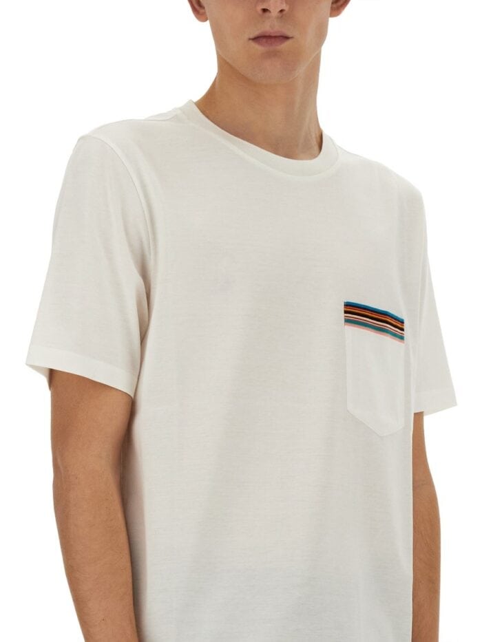 PAUL SMITH STRIPES LOGO POCKET T-SHIRT